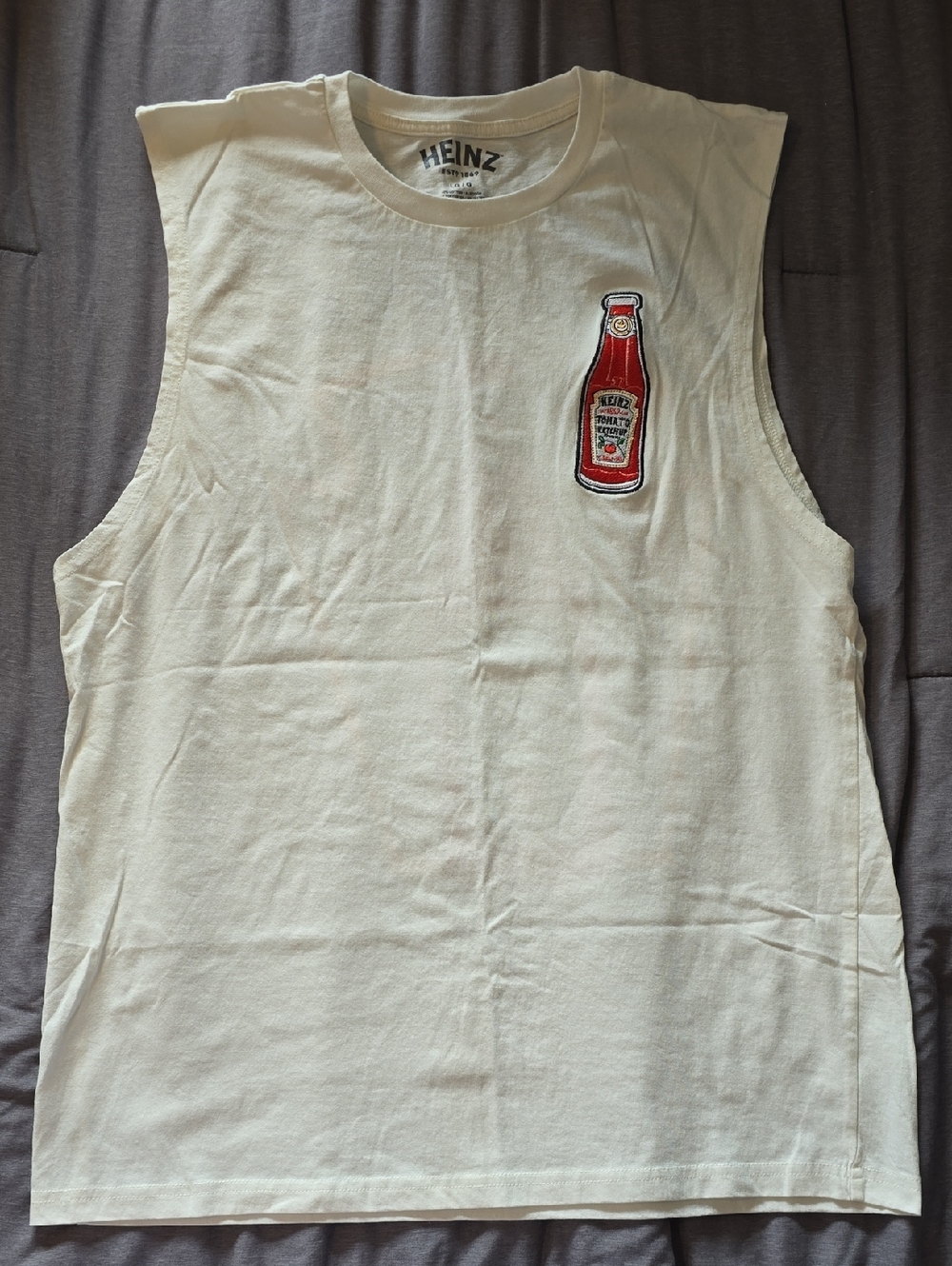 HEINZ Cream Sleeveless Tank Top with Ketchup Patch